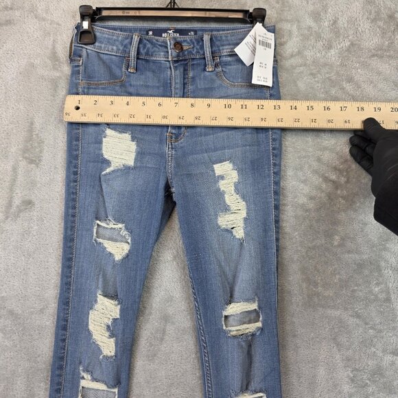 Hollister Jeans Womens 3R Blue High Rise Jean Legging Distressed W26 L28 Stretch - Picture 6 of 11